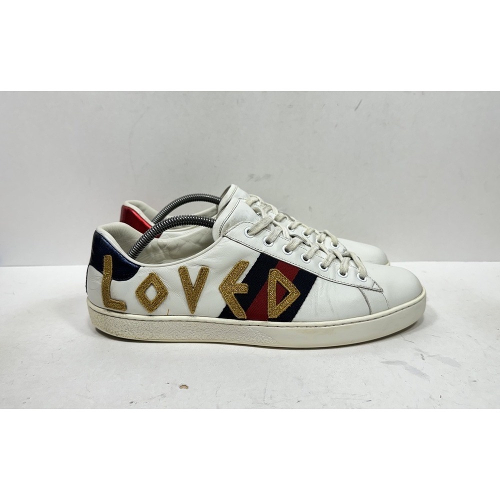 Gucci Ace Loved White Leather Patch Ace Sneakers Men's Size 11 US / 10 UK 497090